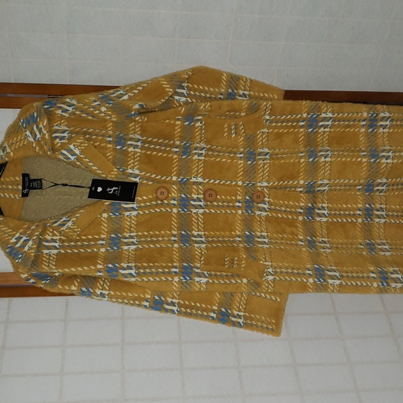 Alison Sheri Amber Combo Plaid Button-Down Coat - Picture 3 of 5